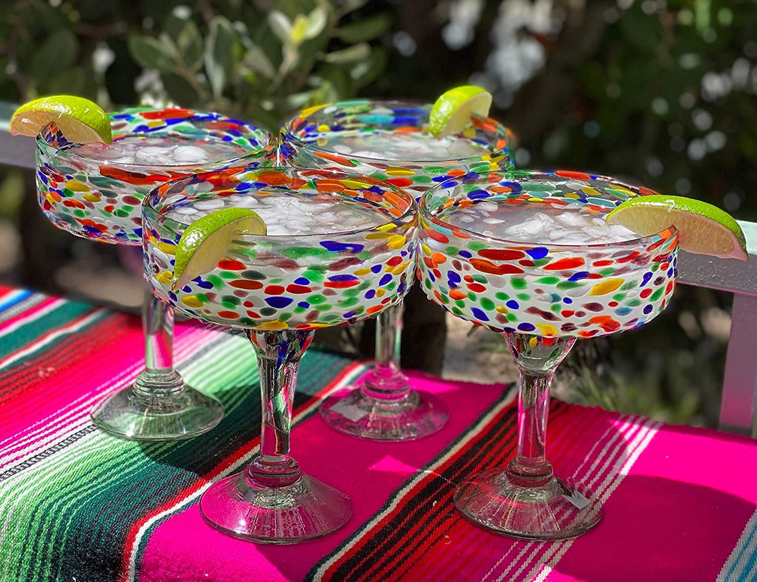 Confetti Rock Margarita Glasses Set Of 4 16 Oz Each Dos Sueños