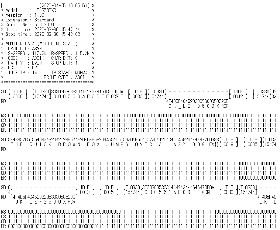 Lineeye-LE-3500XR Printed Text Output