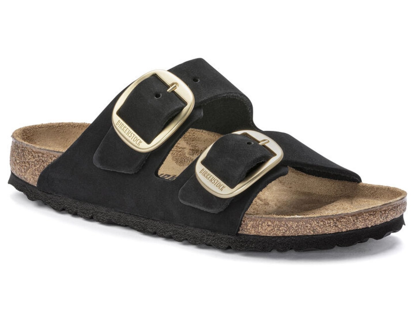 Birkenstock: Arizona Big Buckle Nubuck in Black REGULAR fit