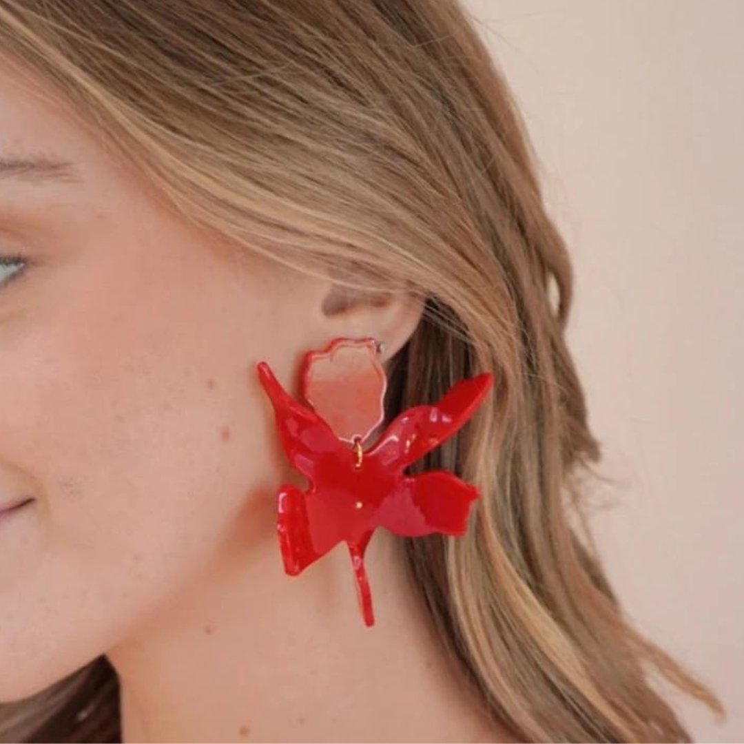 Flora Red Earring