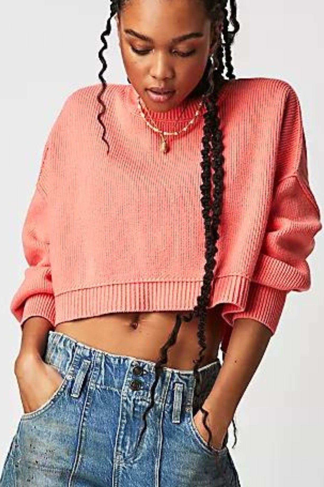 Free People: Easy Street Crop Pullover Guave Juice