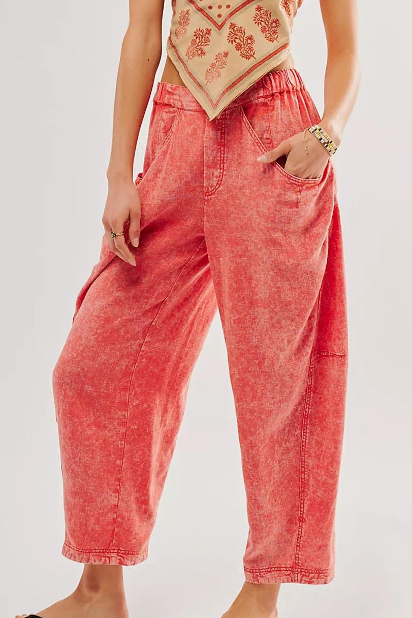 Free People: High Road Pull On Barrel in Mandarin Red