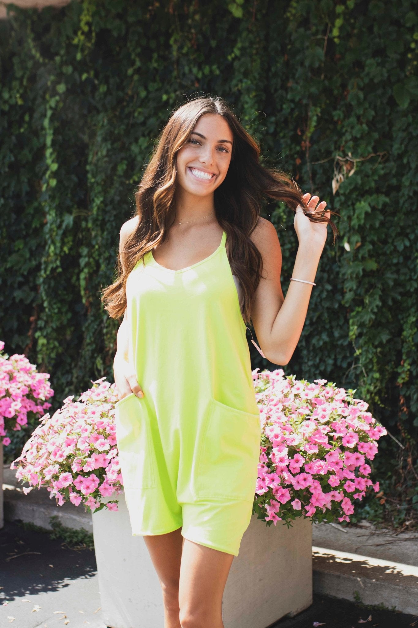 Free People: Hot Shot Romper in Limelight