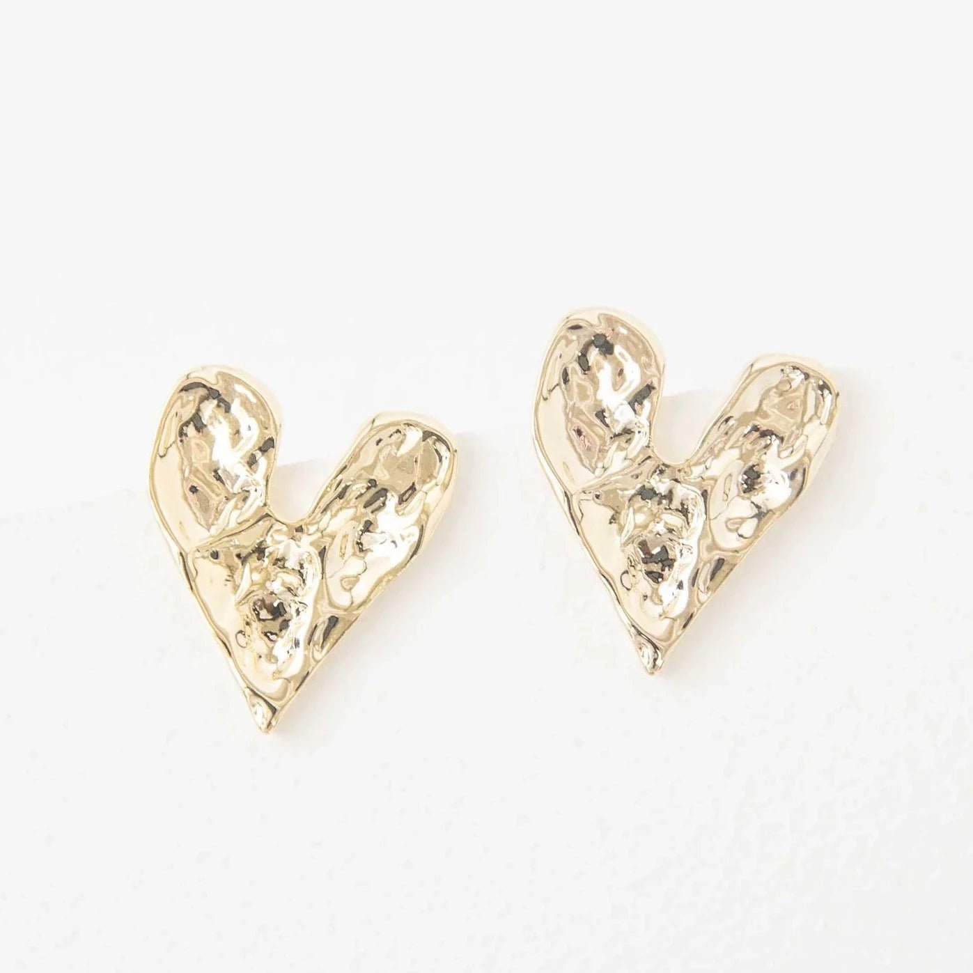 Hammered Heart Post Earrings