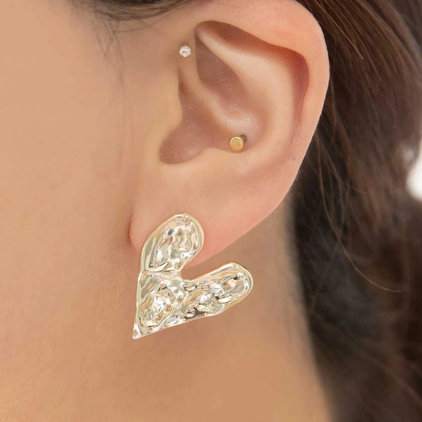 Hammered Heart Post Earrings