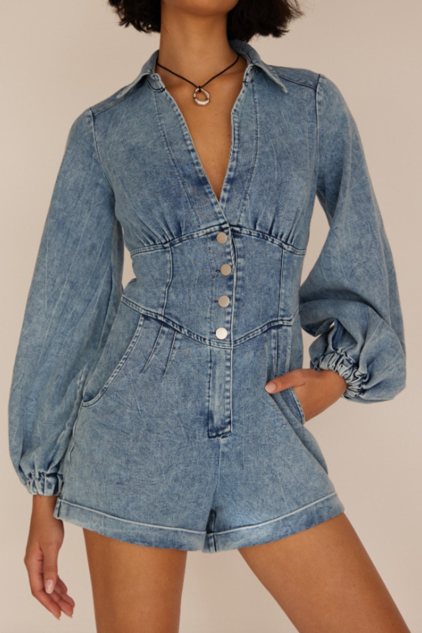 Not a Drill Denim Romper