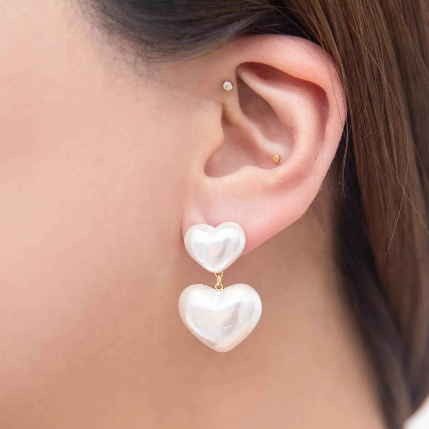 Pearl heart Dangle Earrings