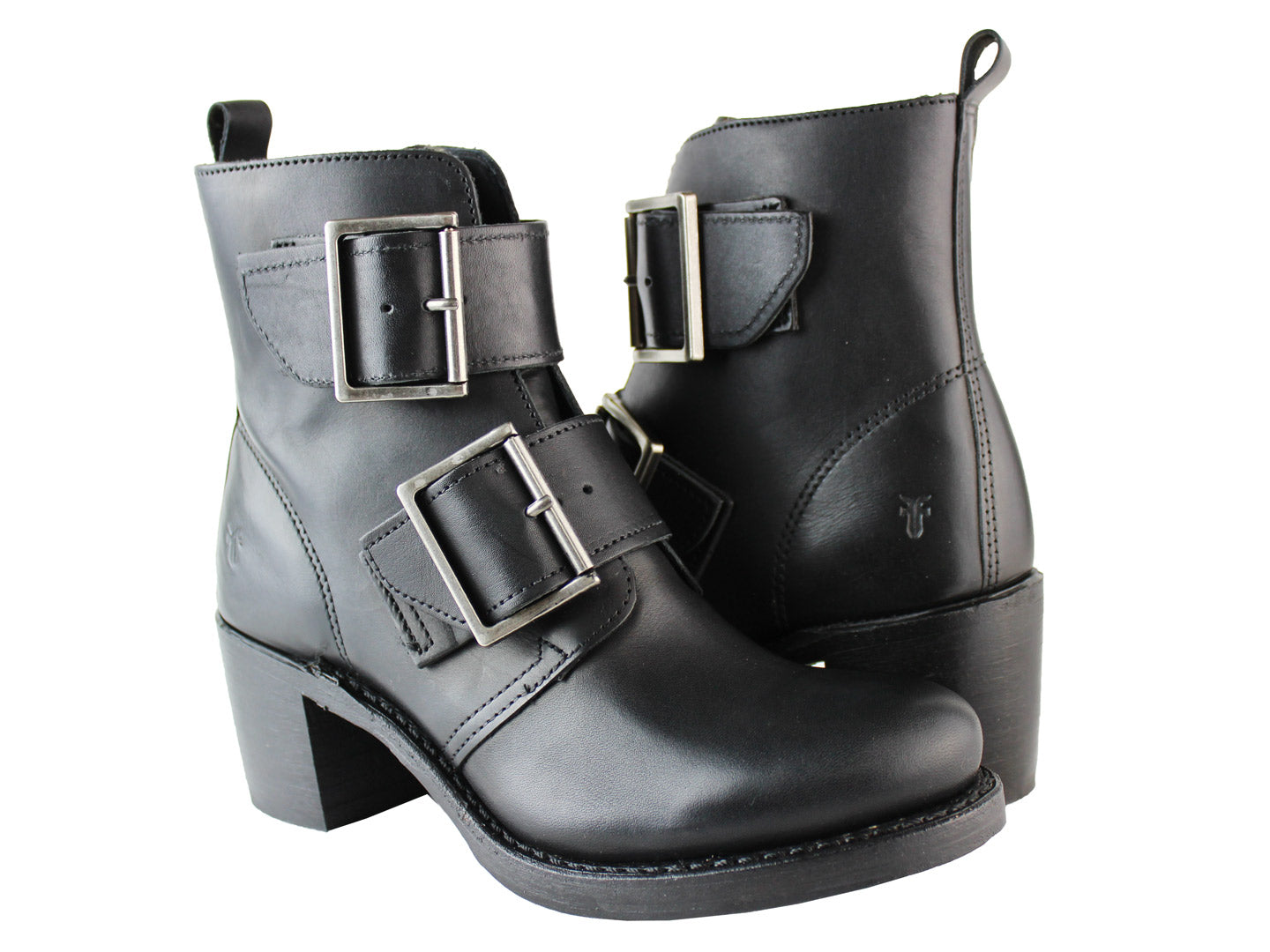 frye sabrina double buckle boots