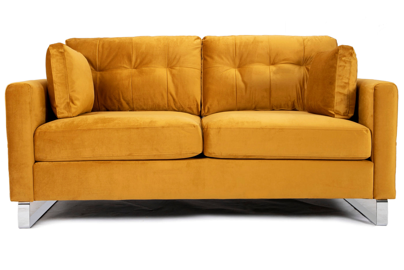 mustard leather 2 seater sofa