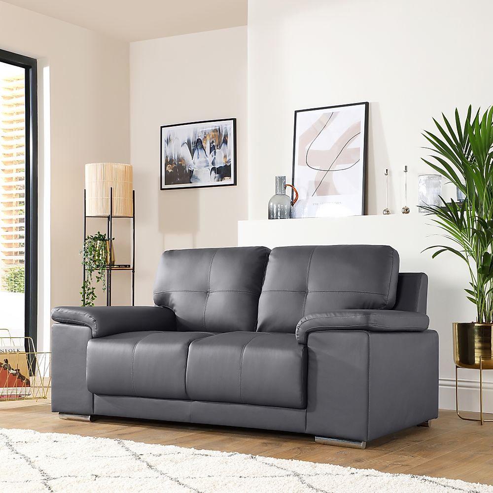 grey leather 3 and 2 seater sofa