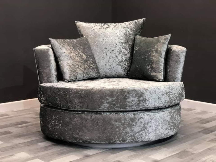 crushed velvet chair and footstool