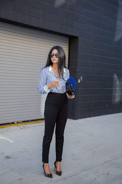womens striped shirt with contrasts