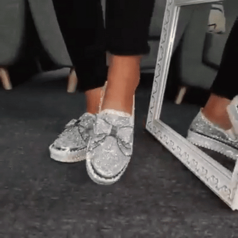 Shining Rhinestone Slip-on Thick Botton Casual Ladies Crystal Shoes – zoloss