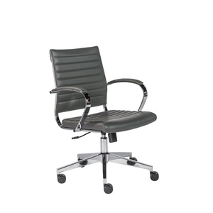 Gray Leather Low Back Office Chair by Euro Style