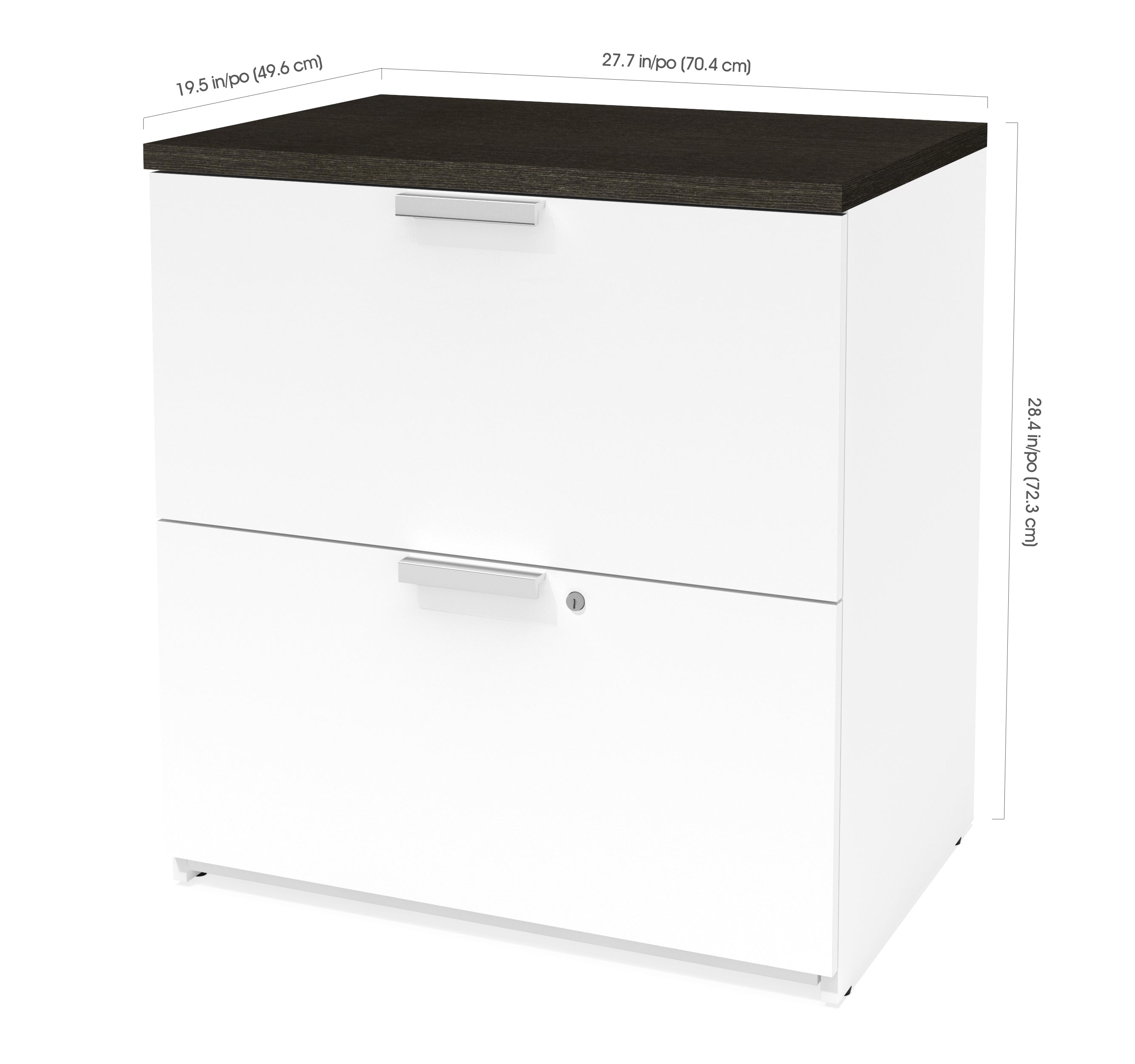 Premium Modern 2 Drawer Locking File Cabinet In White Deep Gray