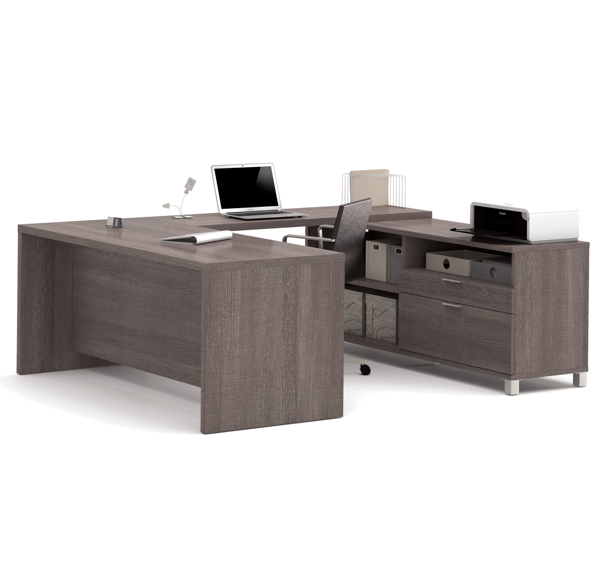 Premium Modern U Shaped Desk In Bark Gray ComputerDesk Com   120861 47   1 