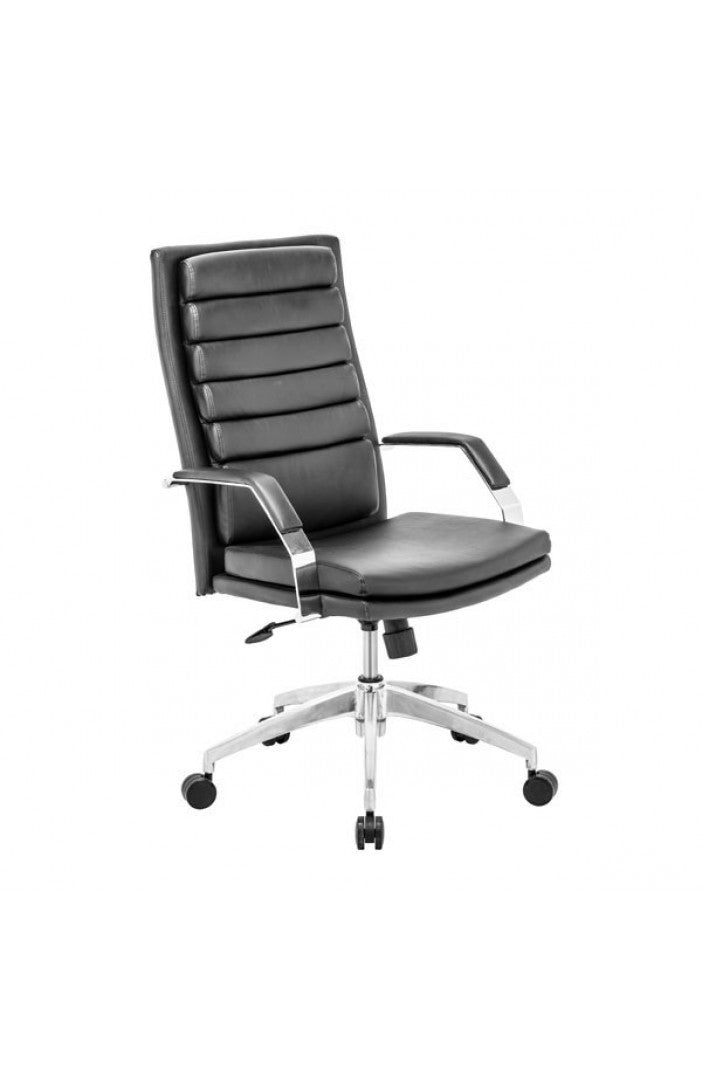 Black Leather & Chrome Modern Office Chair – ComputerDesk.com