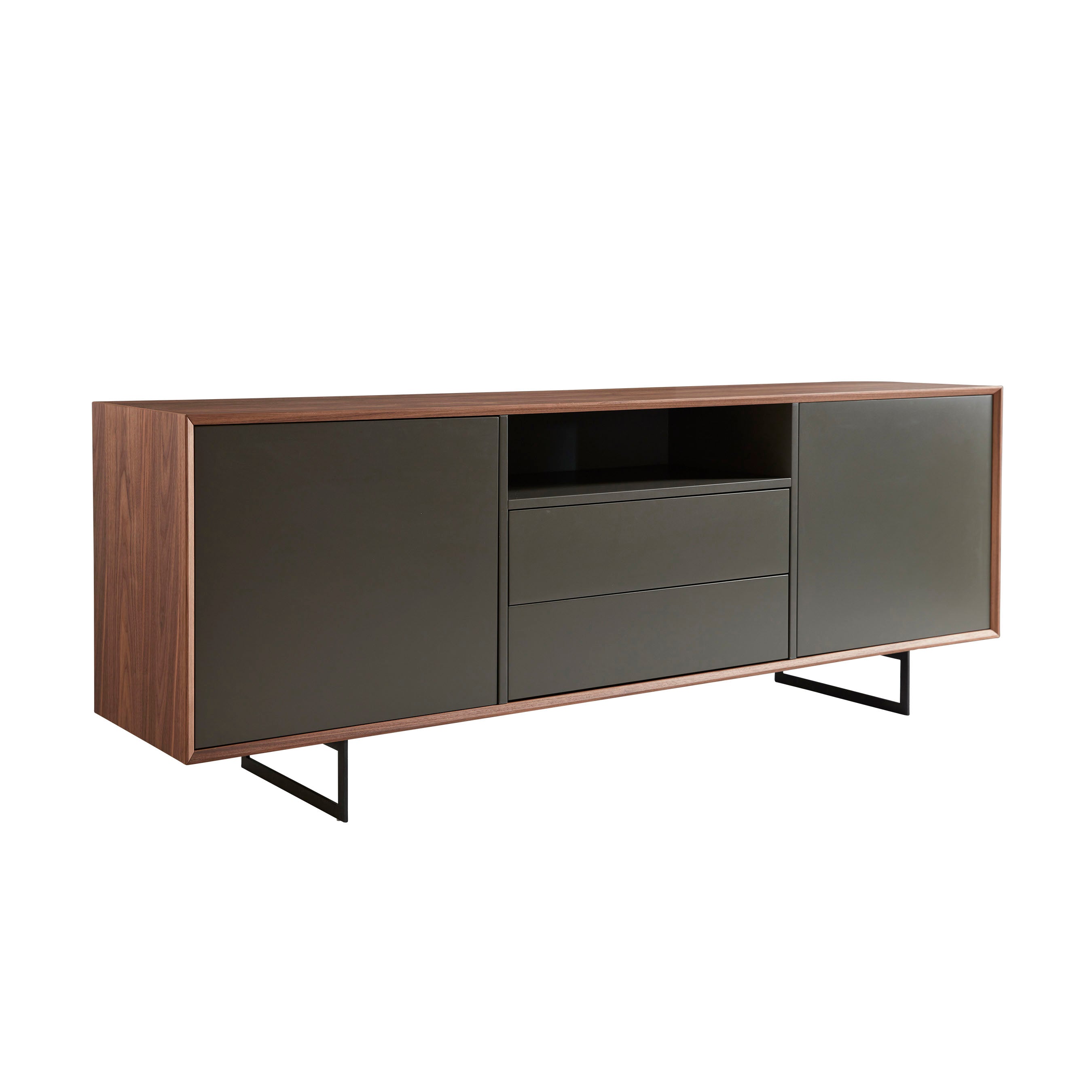 Black Wood Office Credenza W Modern Design ComputerDesk Com   31008GRY 02 