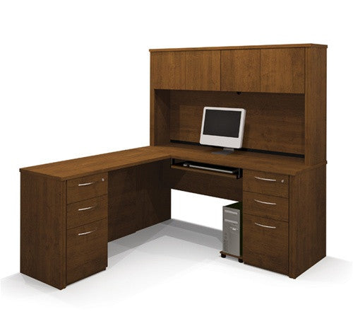 L-shaped Workstation with Hutch in Cappuccino Cherry or ...