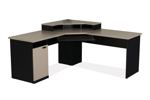 Hampton Collection Granite Charcoal Corner Desk With Cabinet