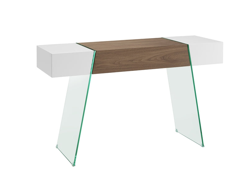 47 Chunky White Walnut Glass Console Desk Computerdesk Com