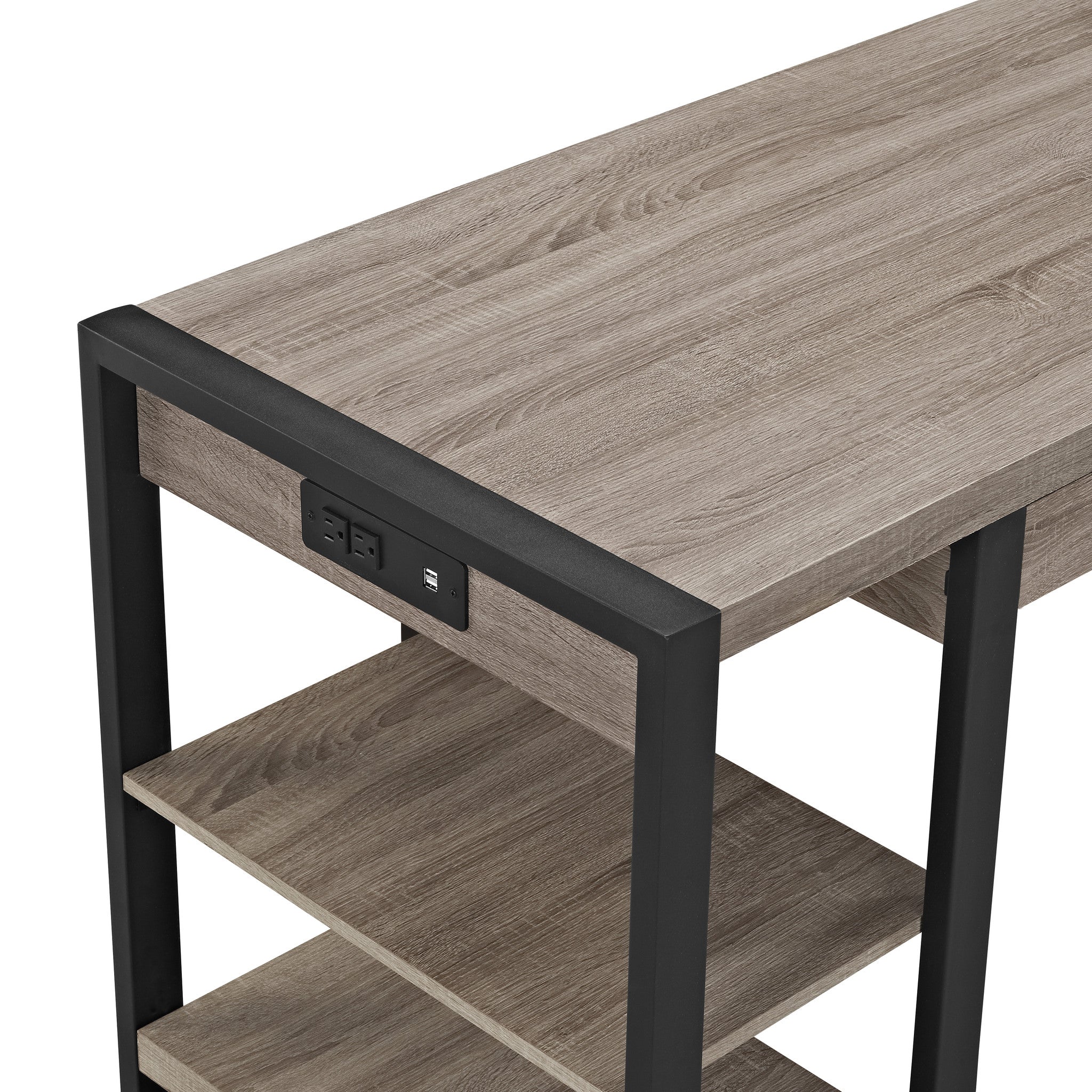 48 Modern Driftwood Desk With Shelves Built In Plugs