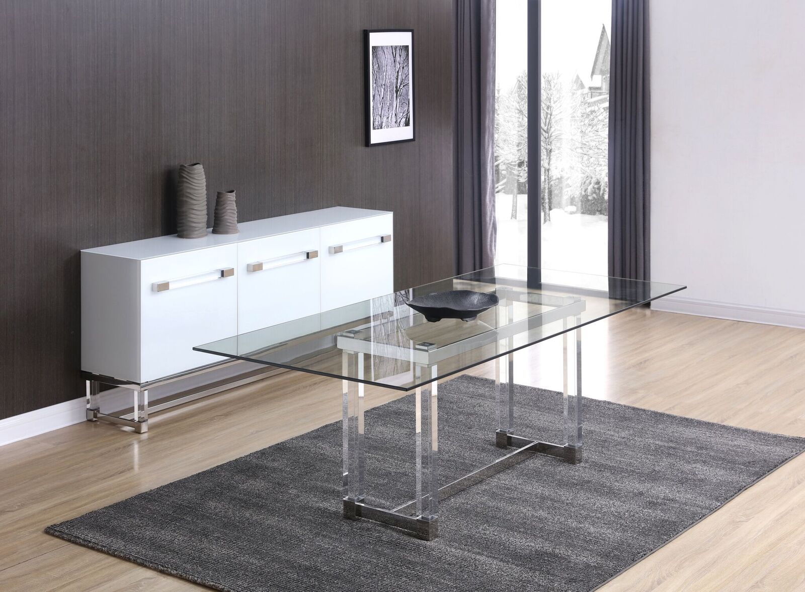 Clear Glass 87 Office Desk Or Conference Table W Stainless Steel