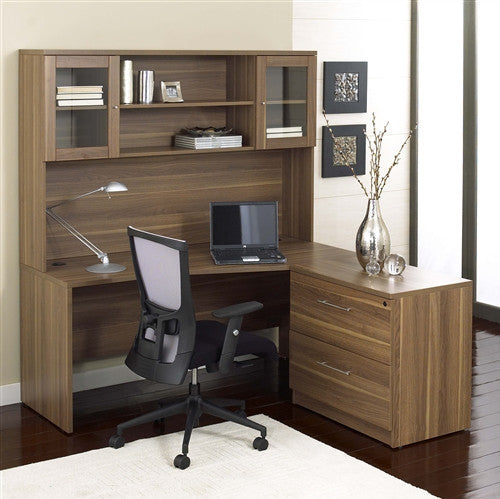 63 Modern Desk Plus Included File Cabinet And Hutch In Walnut