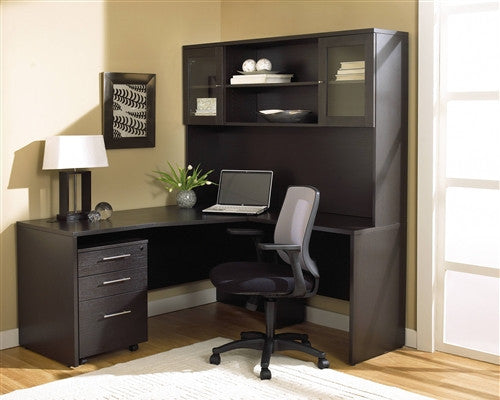 Modern L Shaped Desk With Included Hutch Mobile Pedestal In
