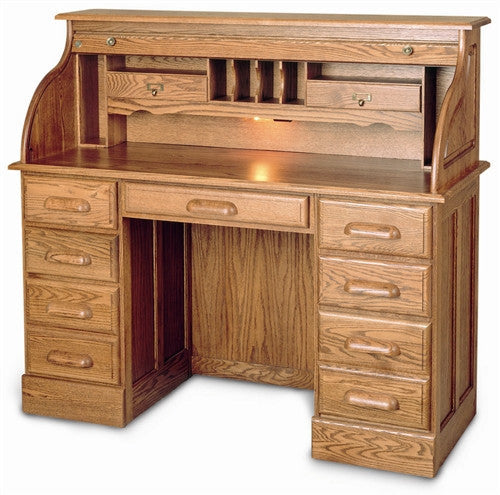 Solid Wood Double Pedestal Rolltop Executive Desk with 