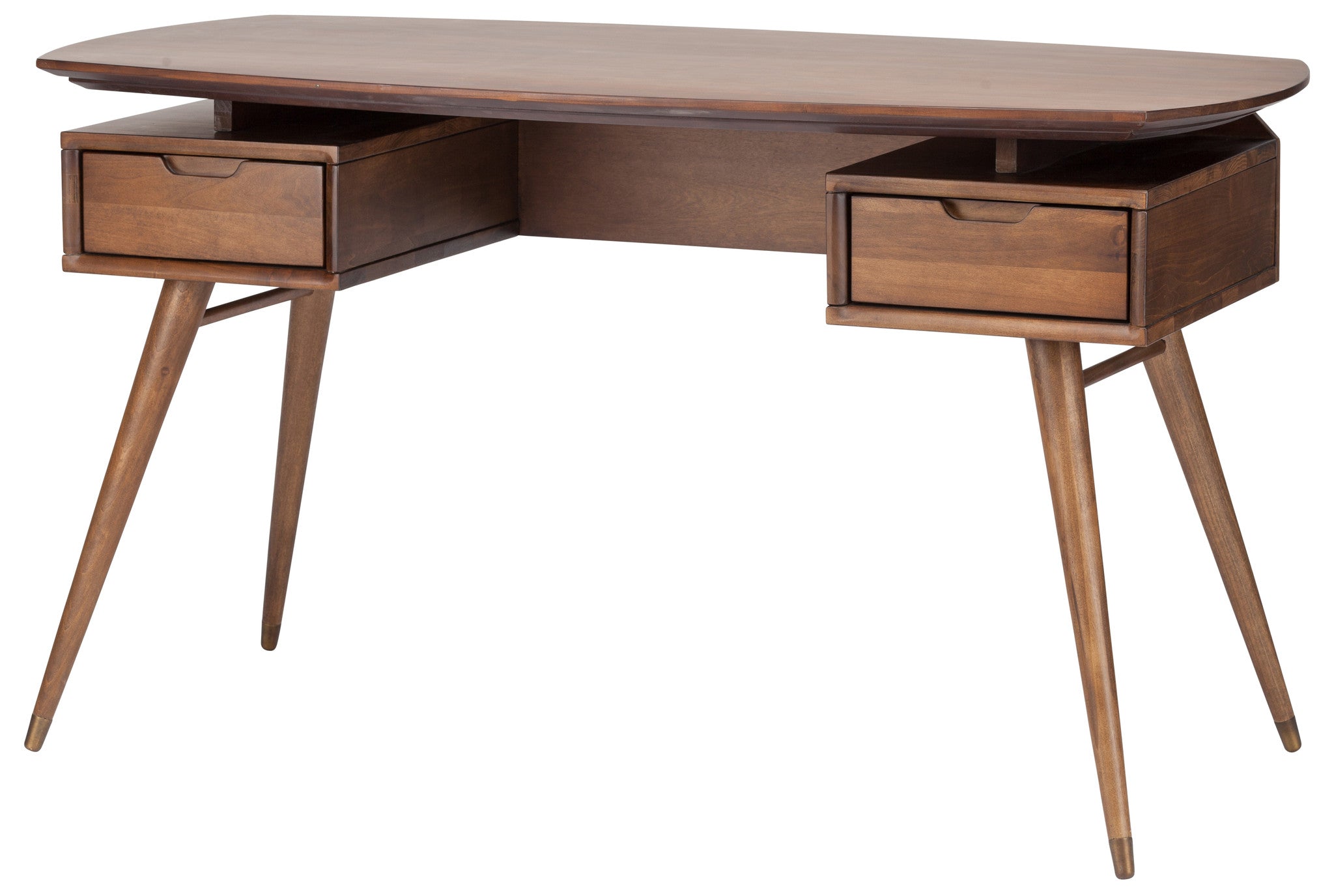 55" American Poplar Contemporary Desk in Walnut Finish ...