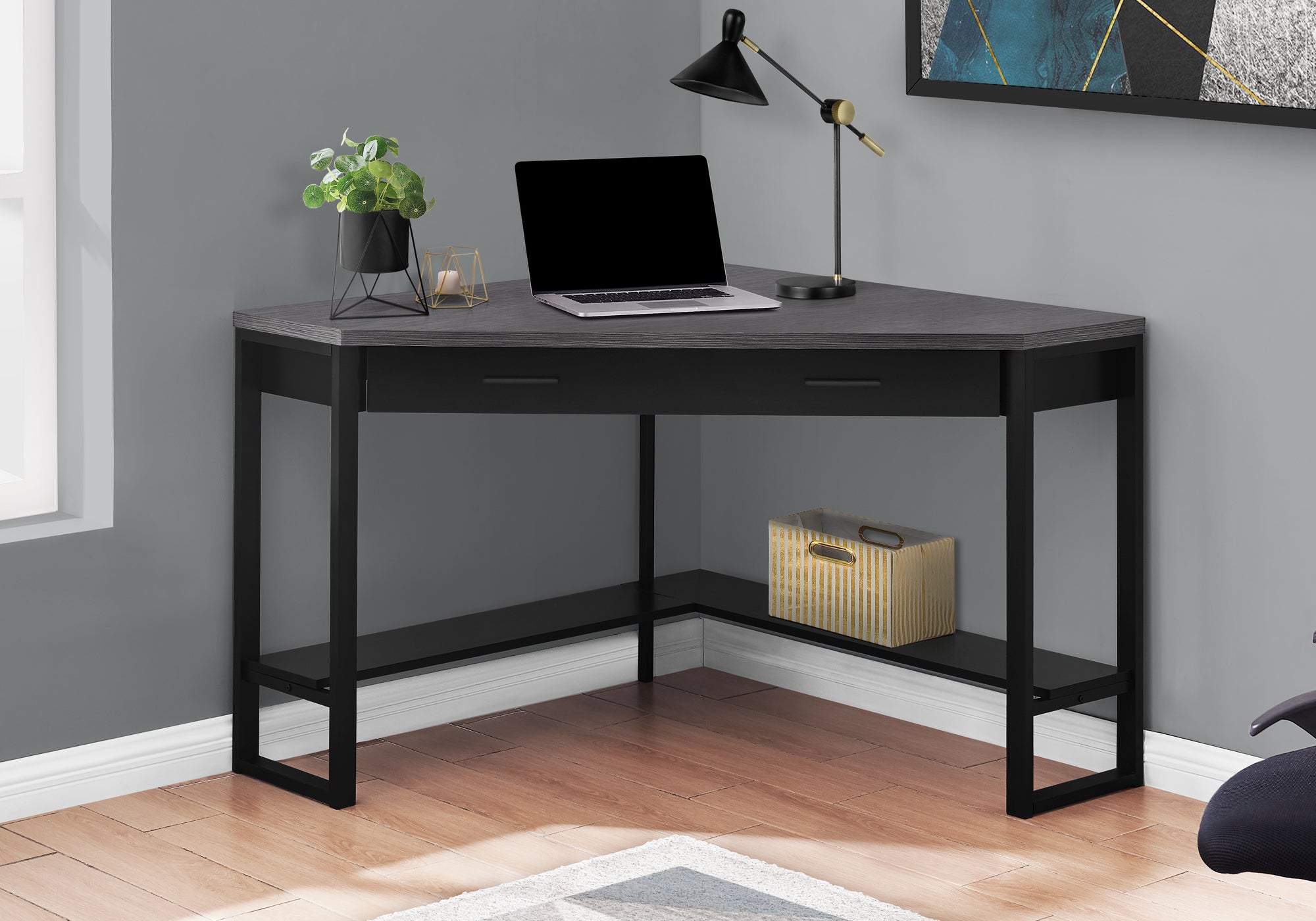 dark grey corner desk