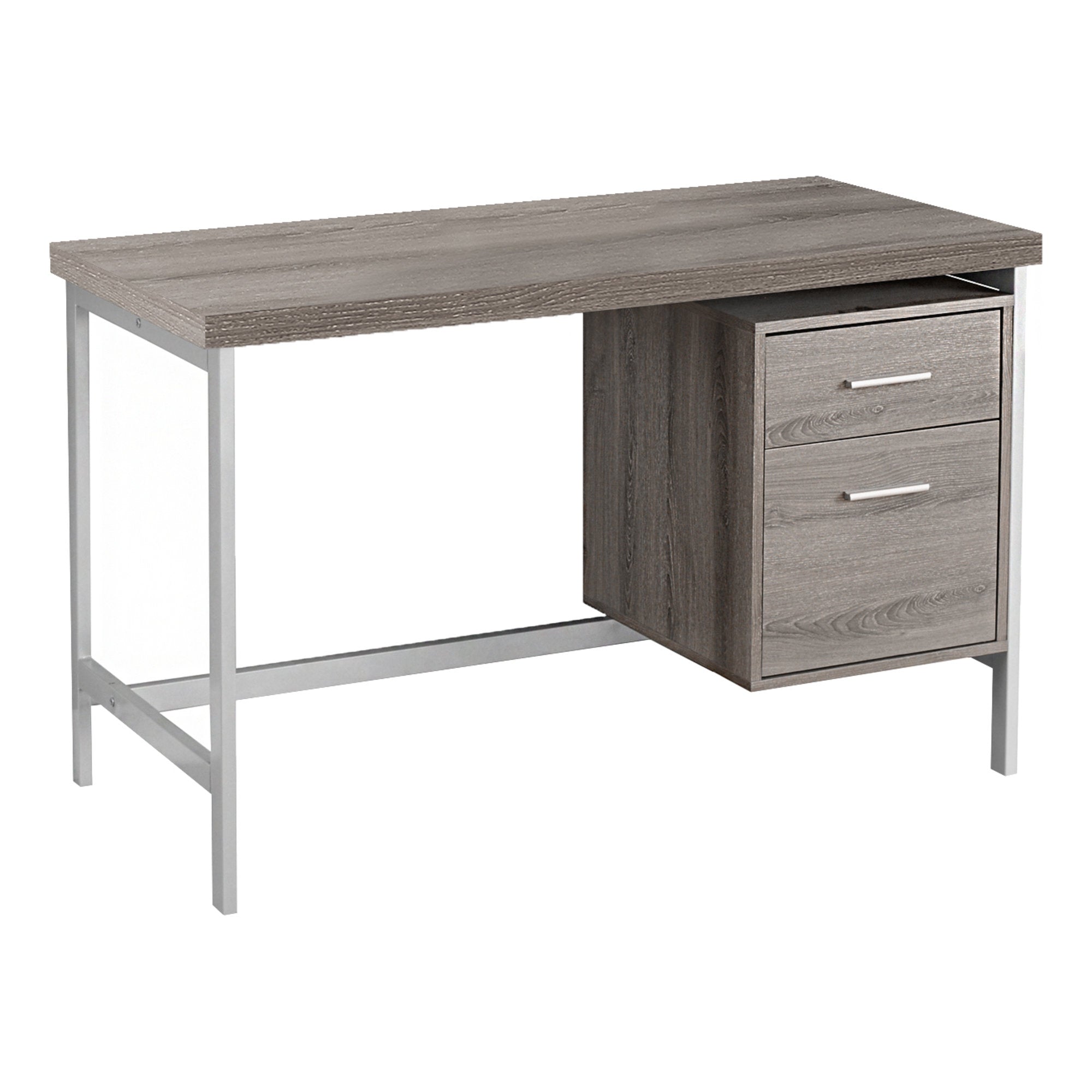 Modern Silver Dark Taupe Office Desk W 2 Drawers Computerdesk Com