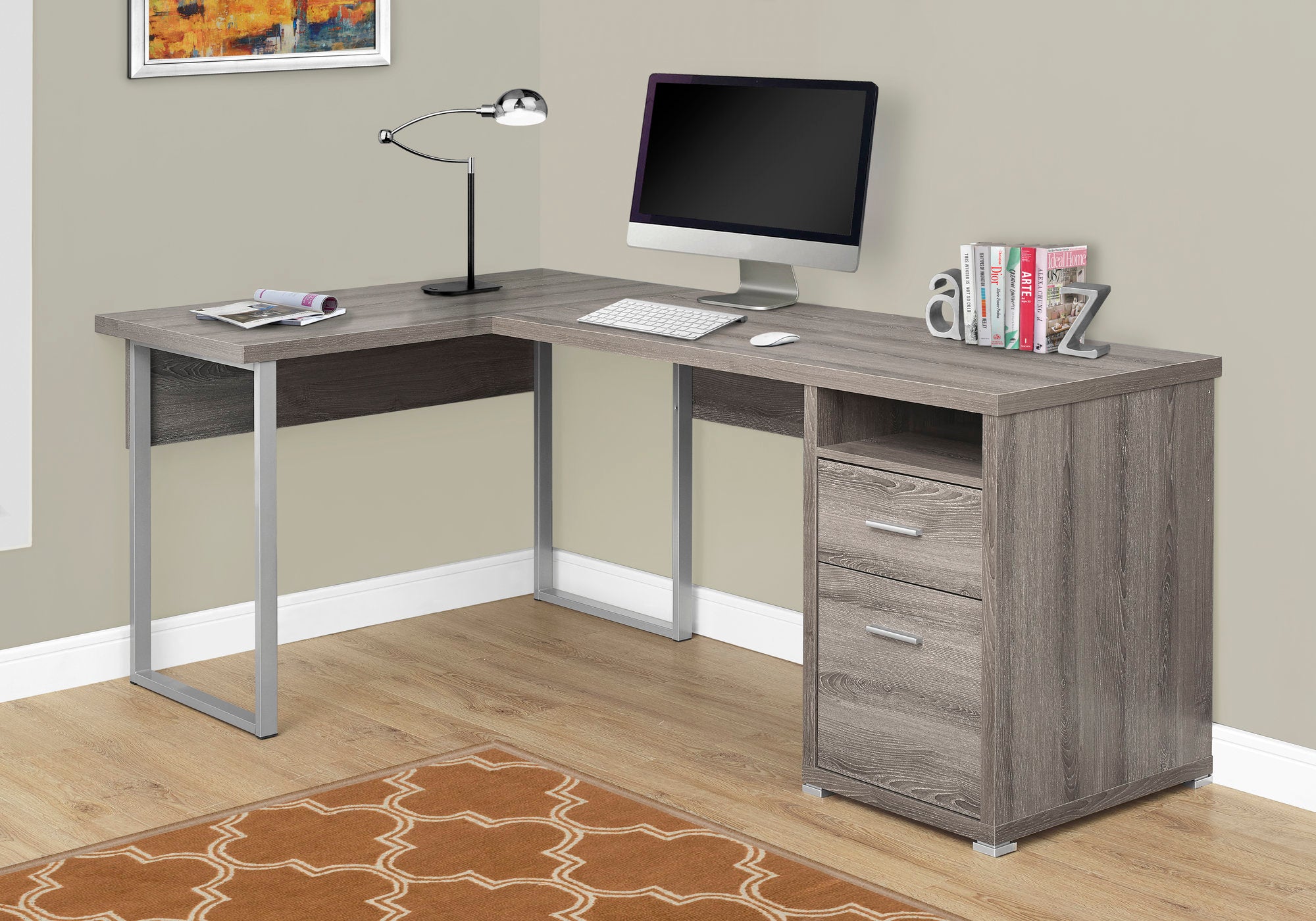 стол письменный офисный серый