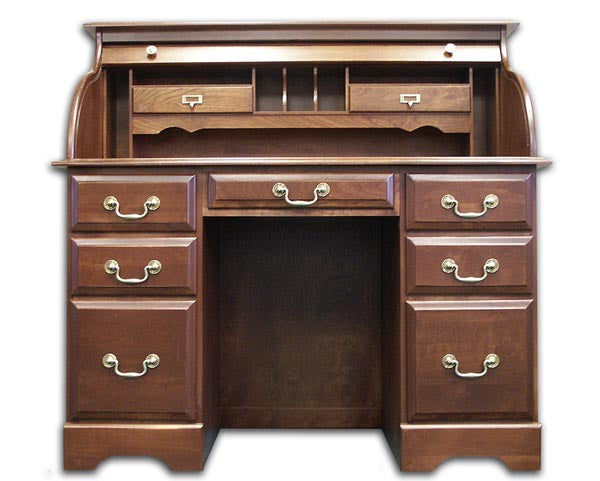48 Solid Cherry Double Pedestal Rolltop Desk With Finish Options