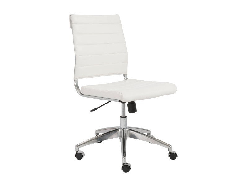 Modern Armless White Leather & Chrome Office Chair – ComputerDesk.com