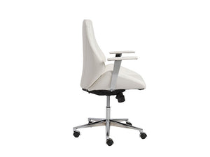 Modern White Leather & Chrome Office Chair