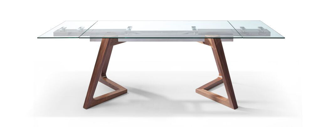 Premium Glass Desk Or Conference Table With Solid Wood Legs