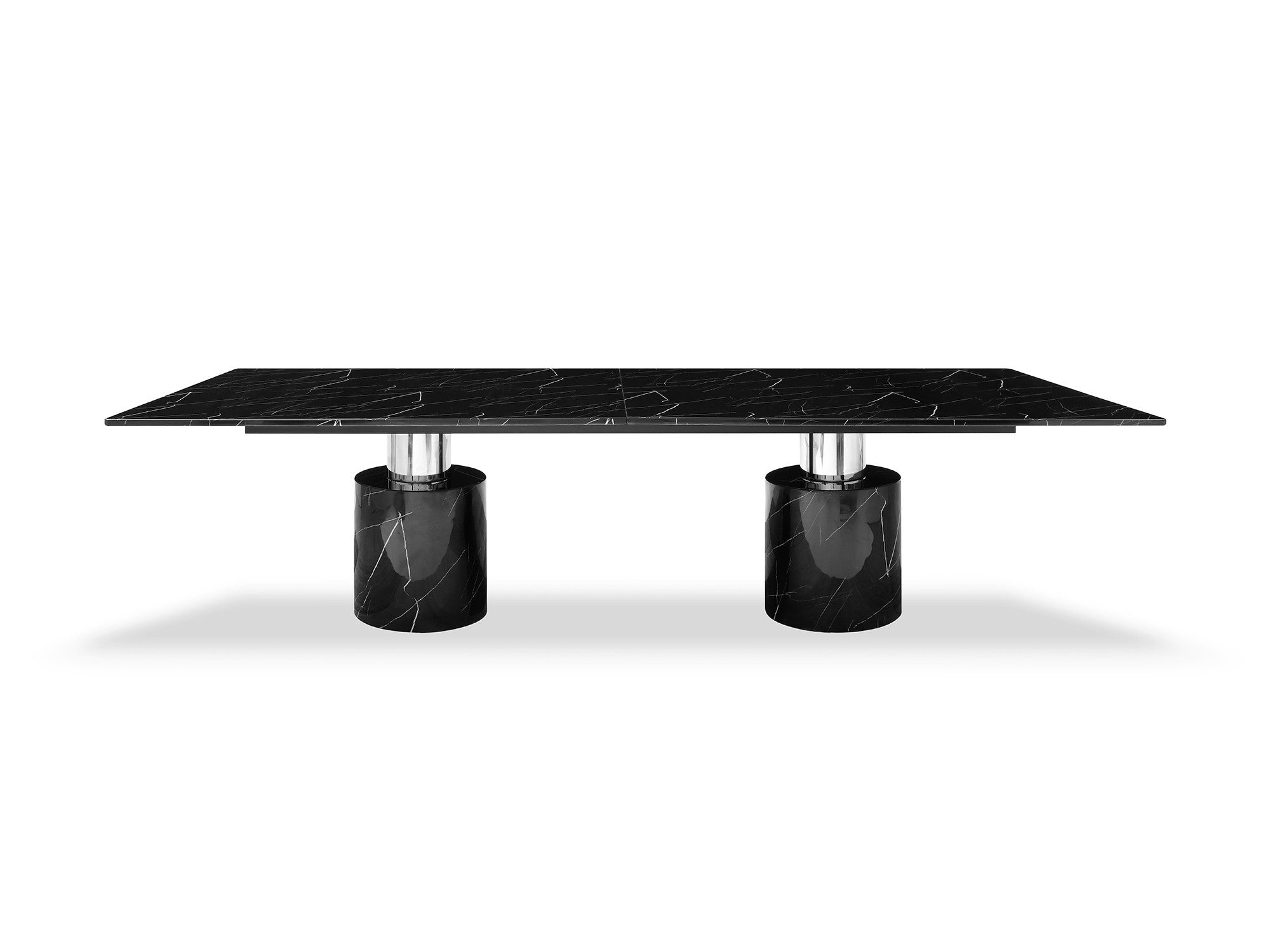 Modern 10 Foot Black Marble Stainless Conference Table