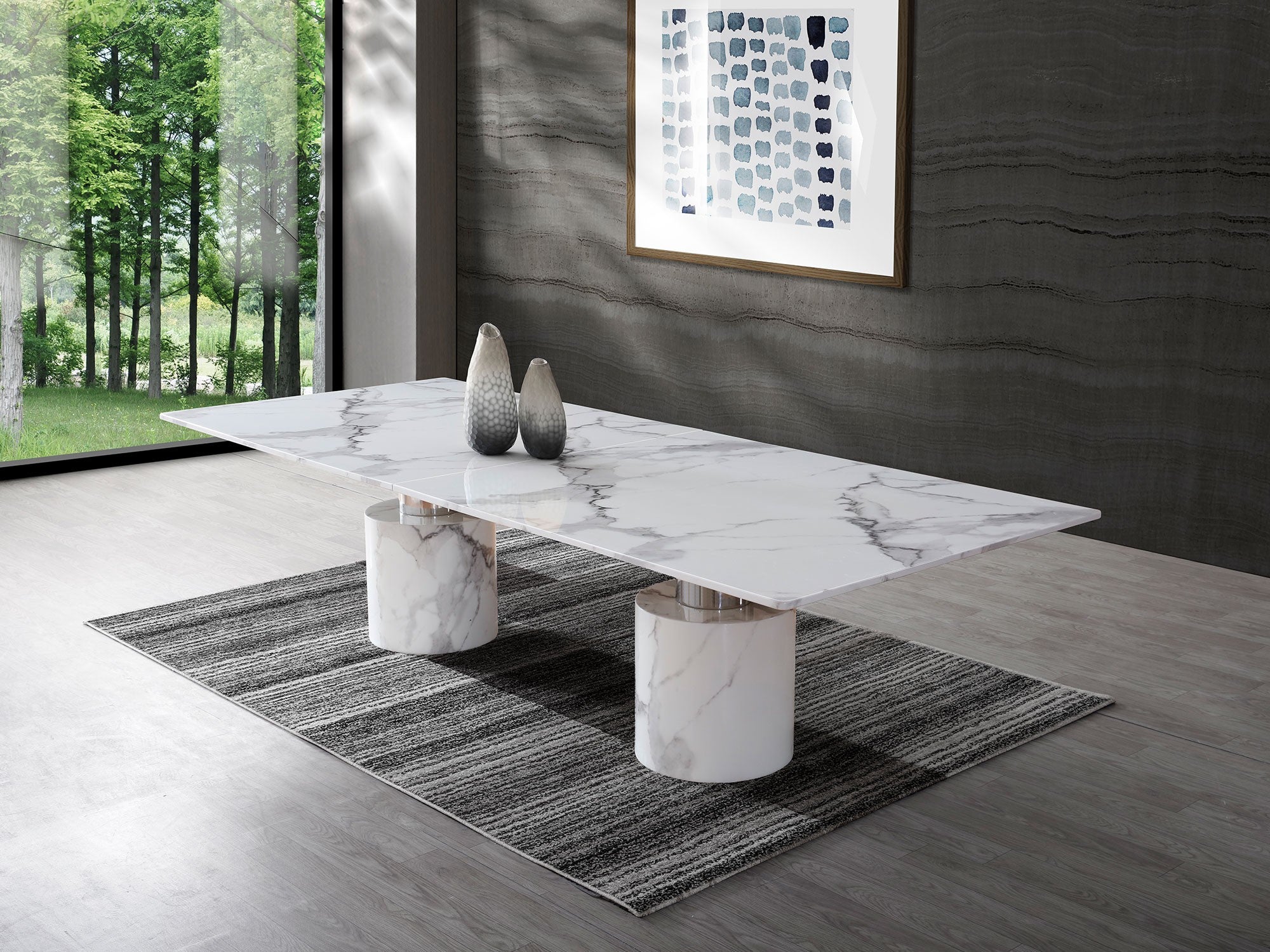 Modern 10 Foot White Marble Stainless Conference Table