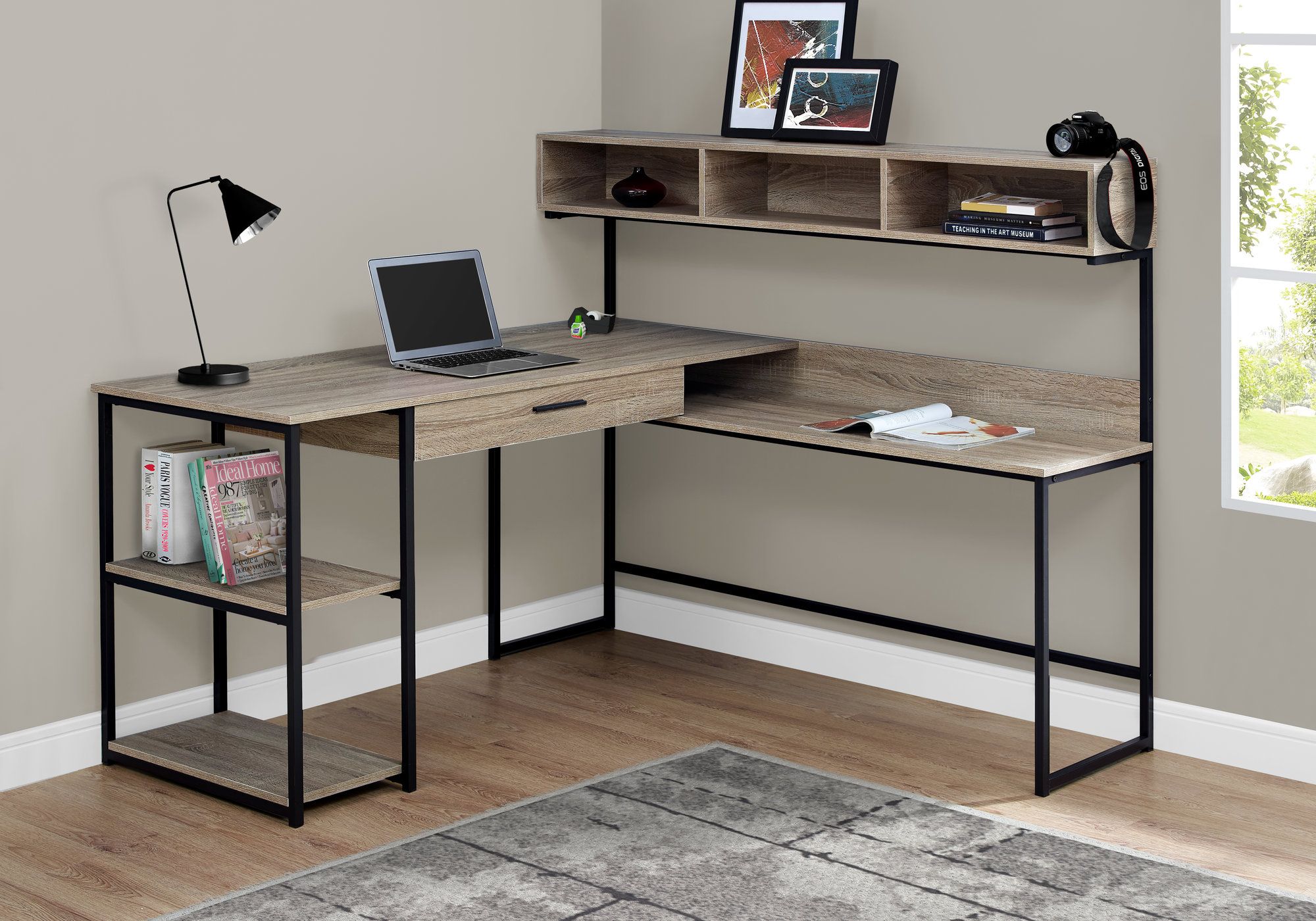 small 2 shelf desk