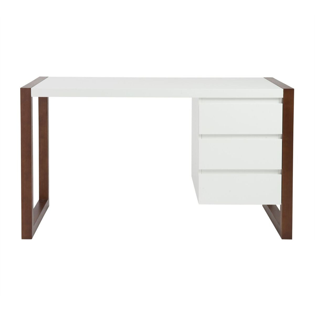 51 Matte White Lacquer Dark Walnut Desk With Drawers