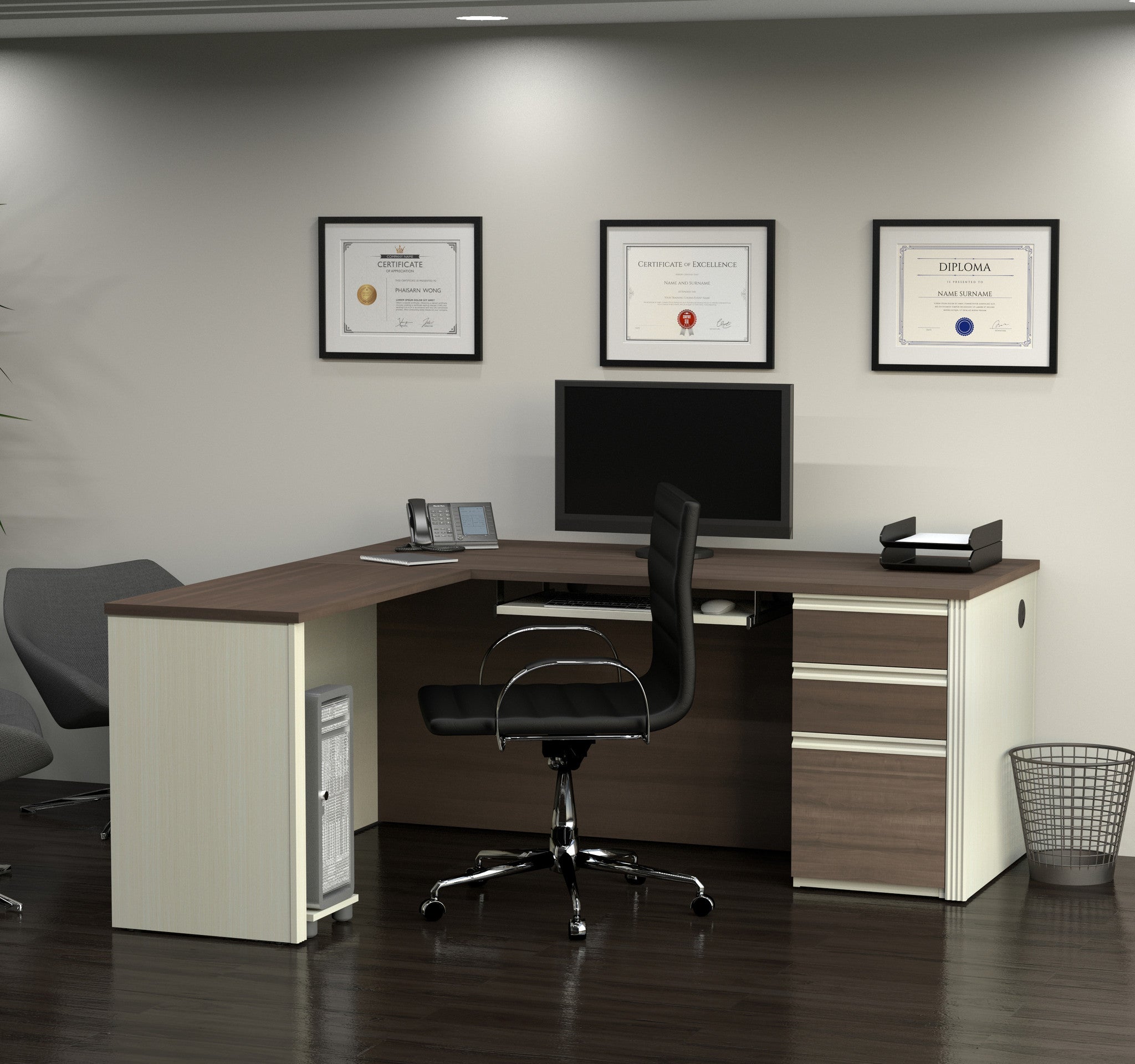 Modern L Shaped Office Desk In White Chocolate Antigua ComputerDesk Com   Prestige  White Chocolat Antigua 99860 52 Room 1024x1024@2x 