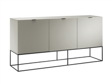 Load image into Gallery viewer, 71&quot; Modern Taupe Lacquer Storage Credenza with Black Base

