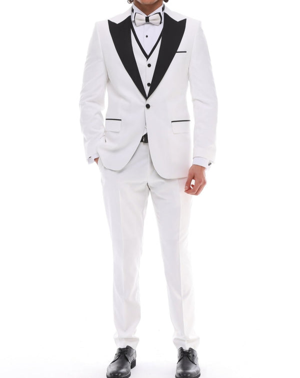 ANTIQUE WHITE MASTER TUXEDO - 4 Piece White Dinner & Wedding Suit - E ...