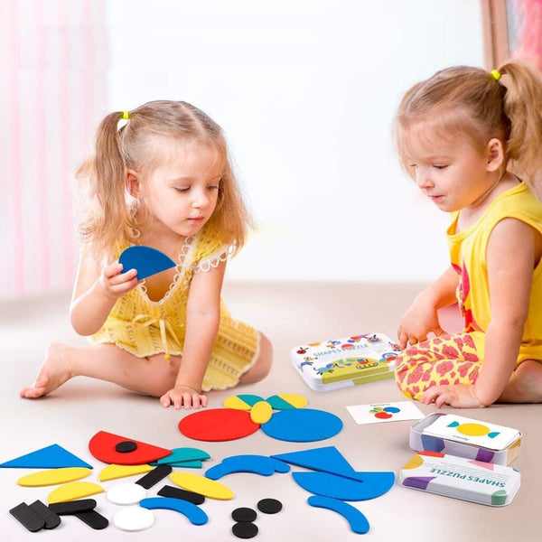 Puzzles en bois assortis, cubes de construction, jeux de société, jouets  éducatifs Montessori, jouets éducatifs Montessori, jeux de société  parents-enfants pour enfants de 3 ans et plus 64 cartes.