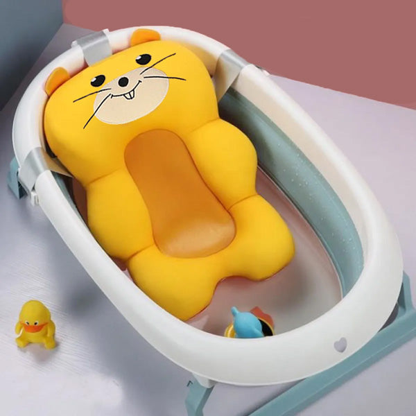 Coussin baignoire bébé jaune flotant, antidérapant