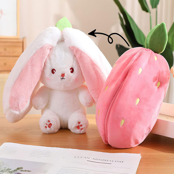 peluche lapin rose rodadou