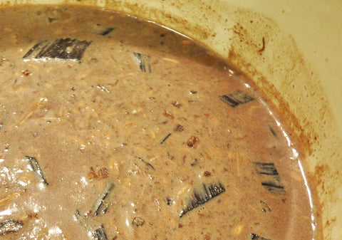 campfire hot cocoa steeping in a pot