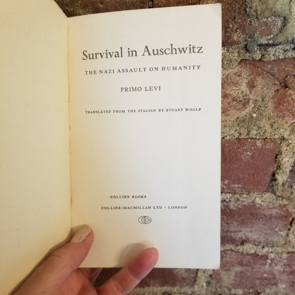 Survival in Auschwitz - Primo Levi 1969 3rd printing Collier Books PB –  Postmarked from the Stars